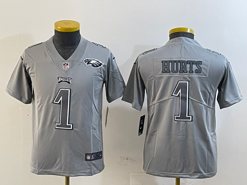 Youth 2025 Philadelphia Eagles #1 Hurts grey Nike NFL jersey style 6